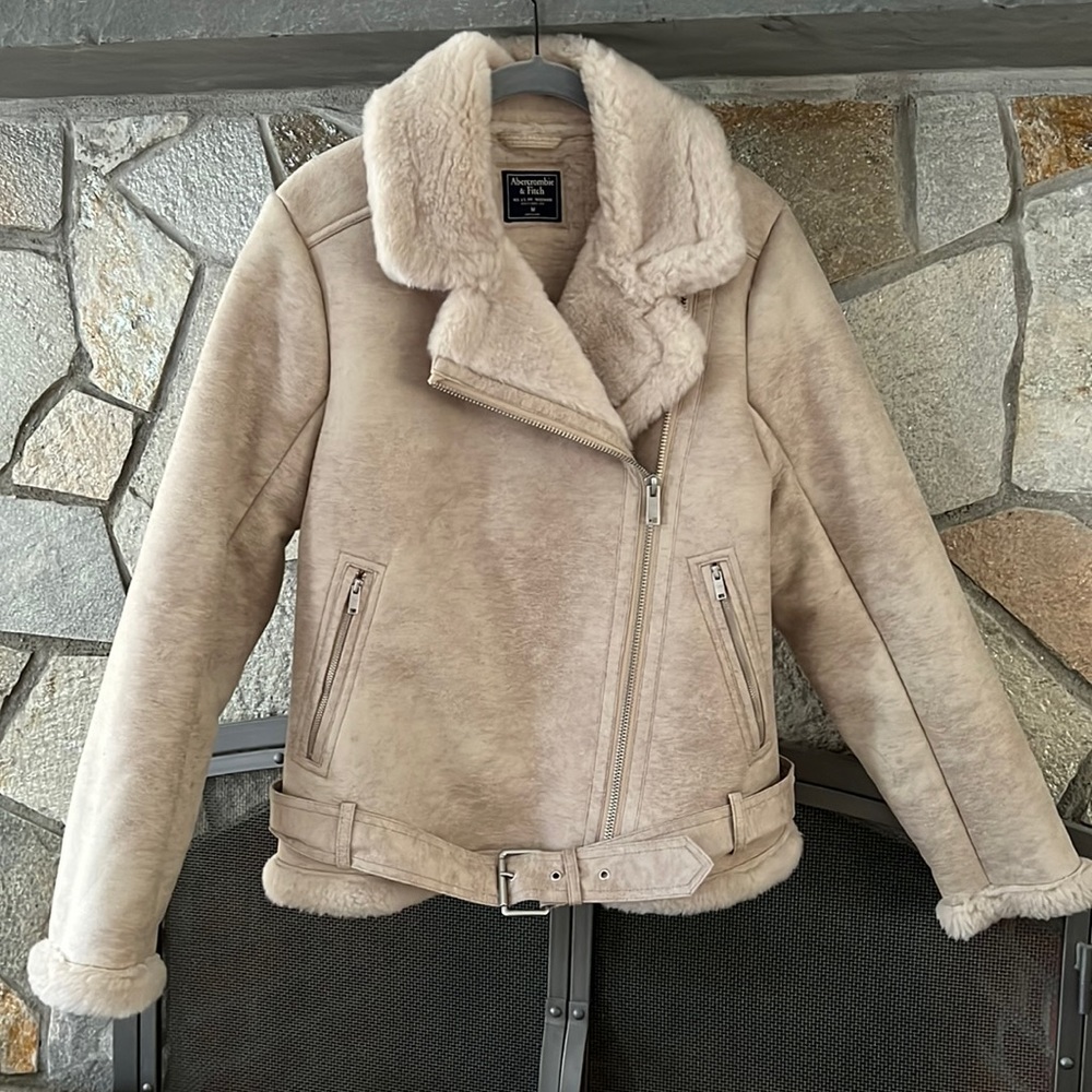 Abercrombie&Fitch faux fur&suede moto jacket